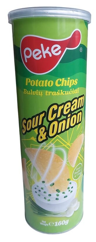 Peke Sour Cream & Onion bulvių traškučiai su grietinės ir svogūnų skoniu 160 g